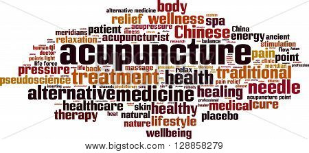 Acupuncture word cloud concept. Vector illustration on white