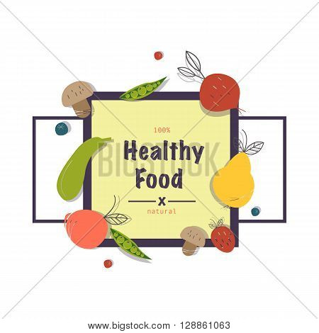 Vector logo design template with fruit and vegetable icons -  for organic shop, food store,vegetarian cafe