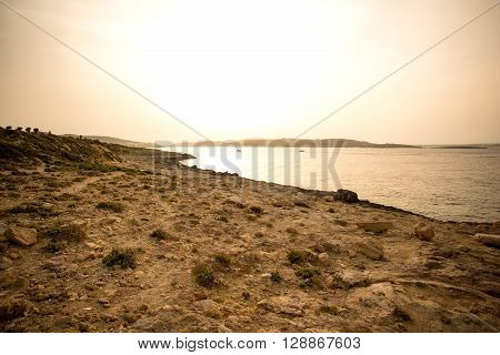 A Nightfall in Bugibba in Malta Europe.