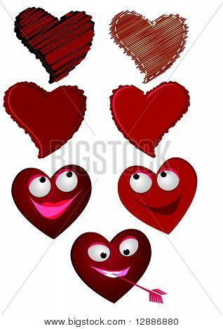 Set of fun hearts