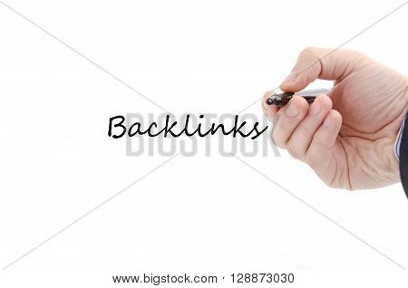 Backlinks text concept isolated over white background