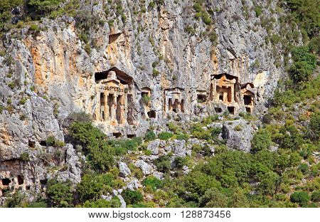 Likijsky tombs on the river Daljan, Turkey