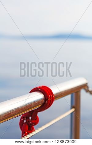 Safety Rope And Metal In The   Mediterranean Sea
