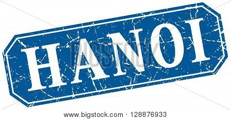 Hanoi blue square grunge retro style sign