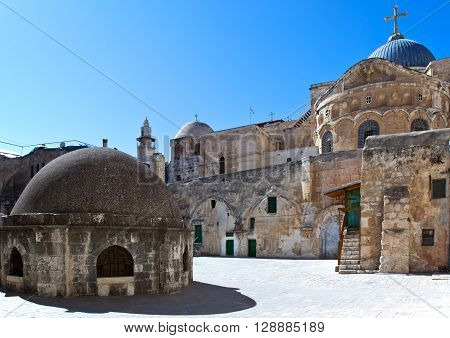 Israel, Jerusalem, the courtyard of the Ethiopian Monastry