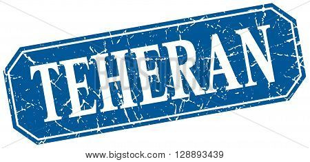 Teheran blue square grunge retro style sign