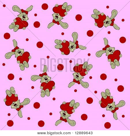 Seamless With Bunnies And Hearts