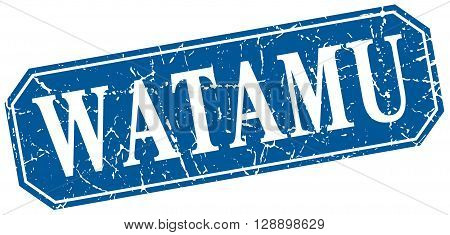 Watamu blue square grunge retro style sign