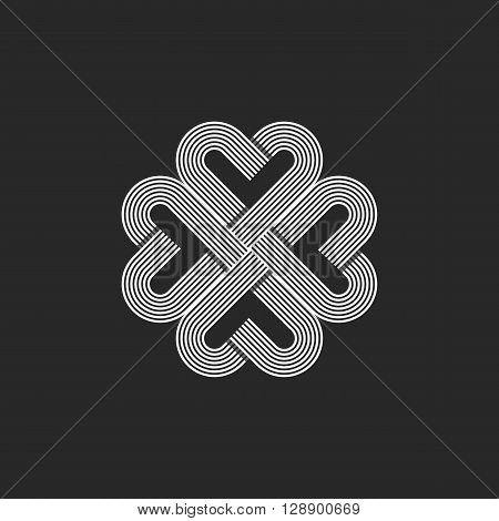 Sacred geometric heart pattern logo hipster monogram valentaine day t-shirt background celtic wedding card emblem