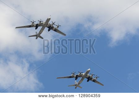 The Group Of Soviet Strategic Bomber Tupolev Tu-95
