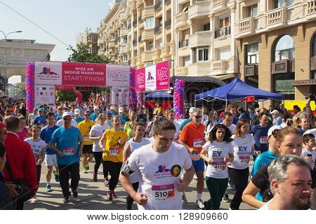 SKOPJE - MAY 08: Over 7000 Registered Runners Participate in the Skopje Marathon on May 08 2016 in Skopje Macedonia.