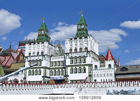 MOSCOW, RUSSIA - MAY 7, 2016: Izmailovskiy Kremlin in Moscow on a sunny day