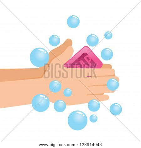 Vector stock of pair of hands washing using soap and bubbles