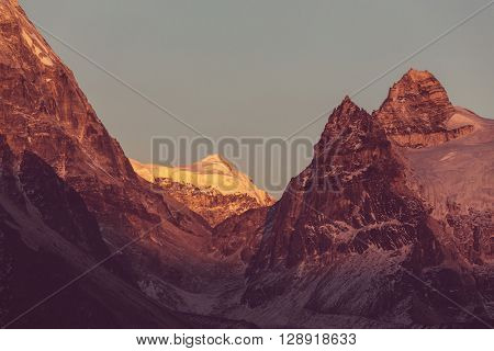 Scenic view of mountains, Kanchenjunga Region, Himalayas, Nepal.