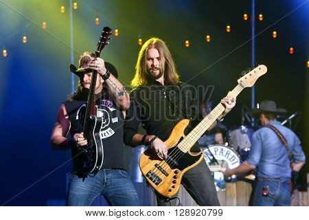 HUNTINGTON, NY-JAN 8: Musician Terry Lee Palmer (L) and bassist Lee Branson perform onstage during the 