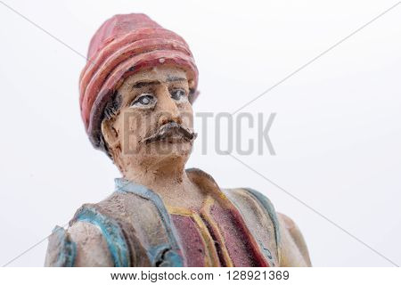 Ottoman man figure in tradational clothes on a white background