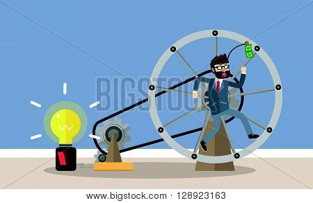 Business man running wheel .eps10 editable vector illustration design