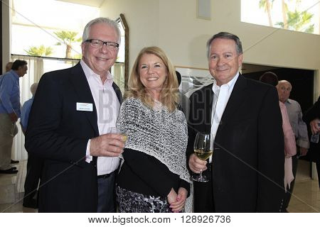 PALM SPRINGS - APR 27: Dan Kitowski, Meg Thomas, John Holly at a cultivation event for The Actors Fund at a private residence on April 27, 2016 in Palm Springs, California