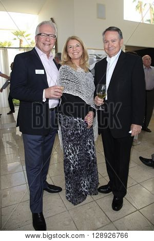 PALM SPRINGS - APR 27: Dan Kitowski, Meg Thomas, John Holly at a cultivation event for The Actors Fund at a private residence on April 27, 2016 in Palm Springs, California