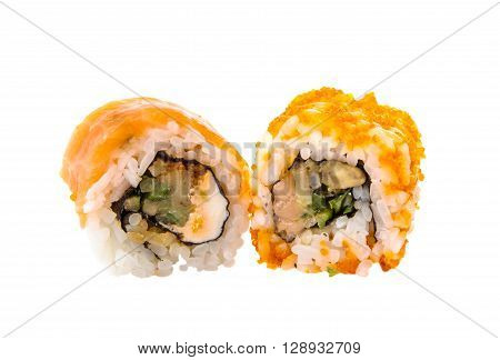 sushi isolated on white backgroundt, nobody, prawns,