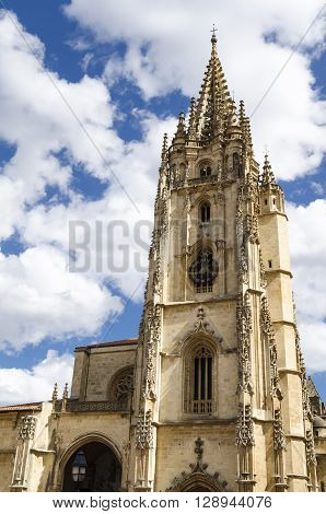 Relgious architecture, cathedral in Oviedo, northern Spain