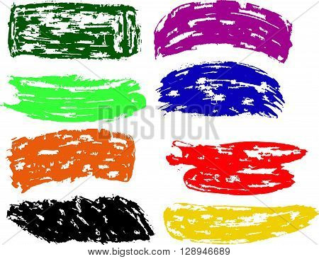 Rainbow vector brush strokes collection 
on a white background