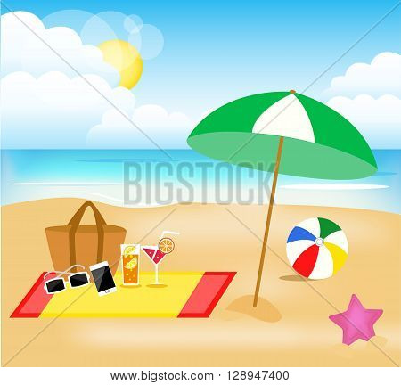 illustrated vector beach picture isolated objects nature