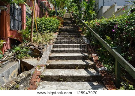 Famous 99 steps in St.Thomas, Virgin Islands.
