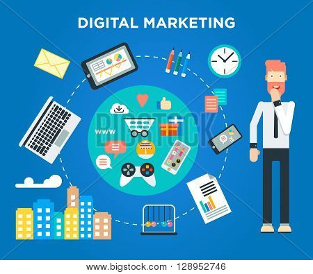 Flat Design Concepts For Business, Marketing,