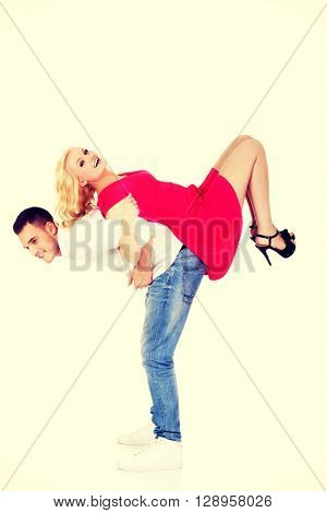 Young happy couple having fun