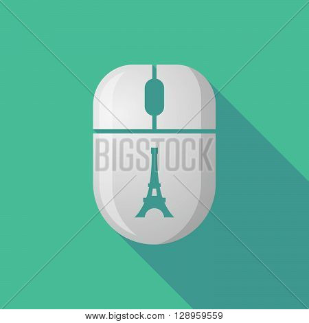 Wireless Long Shadow Mouse Icon With    The Eiffel Tower