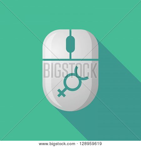 Wireless Long Shadow Mouse Icon With   The Mercury Planet Symbol