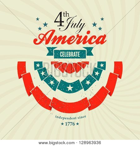4th July Independence Day card with pleated fan banting