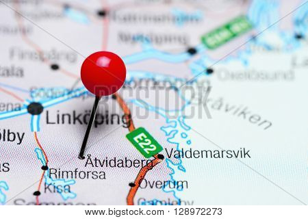 Atvidaberg pinned on a map of Sweden