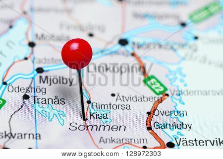 Kisa pinned on a map of Sweden