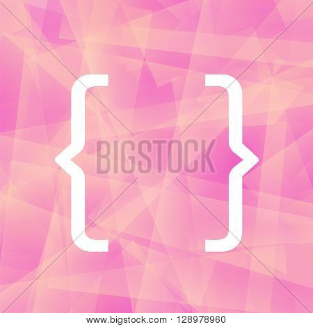 Curly Bracket Icon Isolated on Pink Polygonal Background
