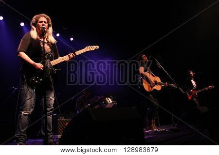 NEW YORK-MAY 6: (L-R) Singers Cathy Henderson, Dena Tauriello, Nini Camps and Kristen Henderson of Antigone Rising performs onstage at the Paramount on May 6, 2016 in Huntington, New York.