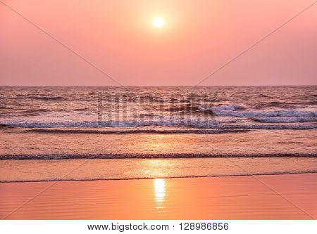 Colorful Sunset On The Beach. Goa, India