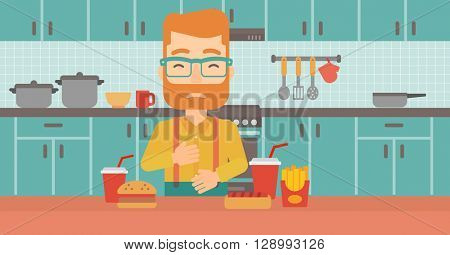 Man suffering from heartburn.