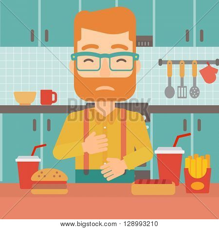 Man suffering from heartburn.
