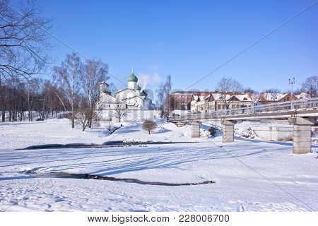 Church Of The Epiphany With Zapskovye On The Banks Of The River Pskov