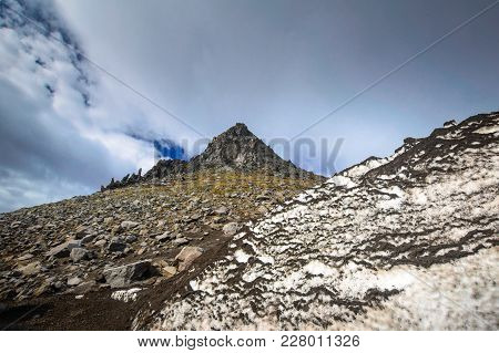 Volcanic Landscape. Avachinsky Volcano - Active Volcano Of Kamchatka Peninsula. Russia, Far East