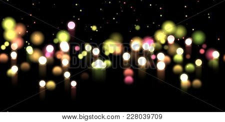 Glow Bokeh Spray Background. Abstract Colorful Horizontal Hero Header With Glitter Particles With De