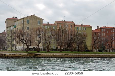 Venice, Italy. A Residential Area In The Sacca Fisola Island. View From Giudecca Canal.