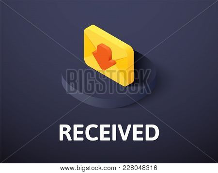 Recived Icon, Vector Symbol In Flat Isometric Style Isolated On Color Background