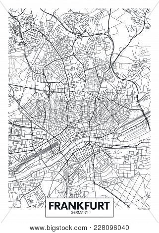 Detailed Black And White Vector Poster City Map Frankfurt