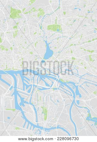 Hamburg Colored Vector Map Detailed City Plan