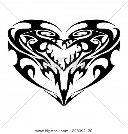 Black And White Heart Tattoo Illustration Gothic