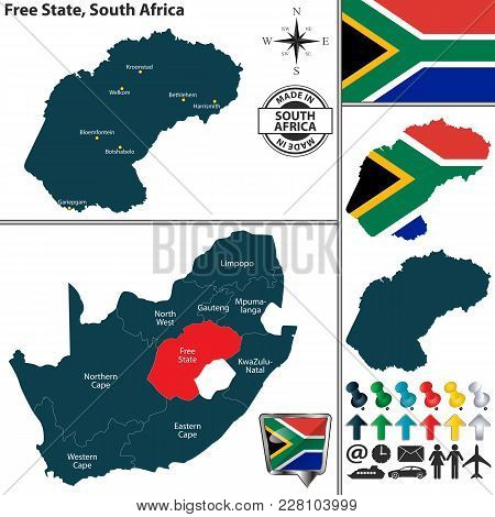 Vector Map Of Free State Province And Location On South African Map