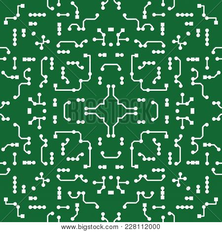 Vector Digital Electronic Pcb Design Ornament Green
